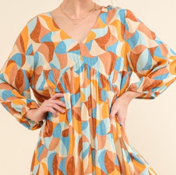 Colorful Geometric Print Open Back Dress - Picture 6 of 9